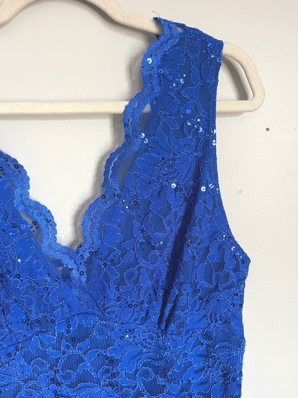 BOSTON PROPER | Royal Blue Lace Sequin Tank Top Sz XL - Picture 3 of 9